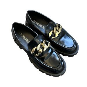 Dream Pairs Patent Chunky Loafers with Gold Chain size 7.5